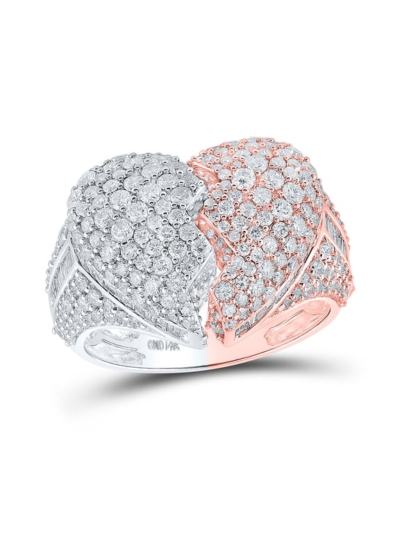 14kt Two-tone Gold Mens Round Diamond Broken Heart Ring 4-1/4 Cttw