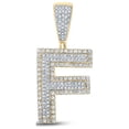 thumbnail image 1 of 14kt Two-tone Gold Mens Round Diamond F Initial Letter Charm Pendant 3/4 Cttw, 1 of 1