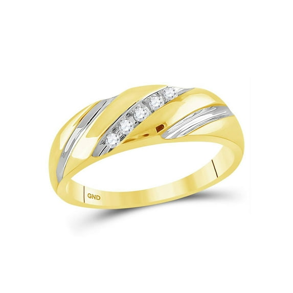 14kt Two-tone Gold Mens Round Diamond Wedding Band Ring 1/10 Cttw