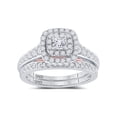 thumbnail image 1 of 14kt Two-tone Gold Princess Diamond Bridal Wedding Ring Band Set 1 Cttw, 1 of 5