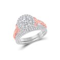 thumbnail image 1 of 14kt Two-tone Gold Round Diamond Bridal Wedding Ring Band Set 1 Cttw, 1 of 5