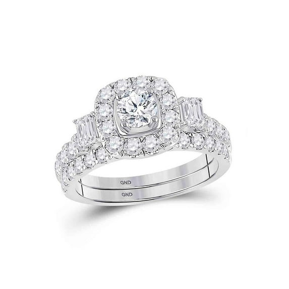 14kt Two-tone Gold Round Diamond Bridal Wedding Ring Band Set 2 Cttw