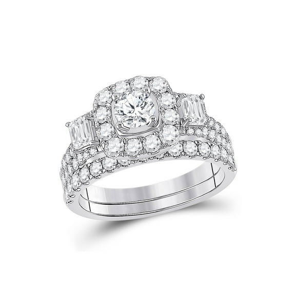 14kt Two-tone Gold Round Diamond Bridal Wedding Ring Band Set 2 Cttw