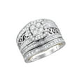 thumbnail image 1 of 14kt Two-tone Gold Round Diamond Cluster Bridal Wedding Ring Band Set 1-1/2 Cttw, 1 of 1