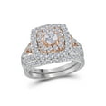thumbnail image 1 of 14kt Two-tone Gold Round Diamond Halo Bridal Wedding Ring Band Set 2 Cttw, 1 of 2