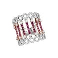 thumbnail image 1 of 14kt Two-tone White Rose Gold Womens Round Ruby Diamond Cocktail Fashion Ring 1-1/2 Cttw, 1 of 1