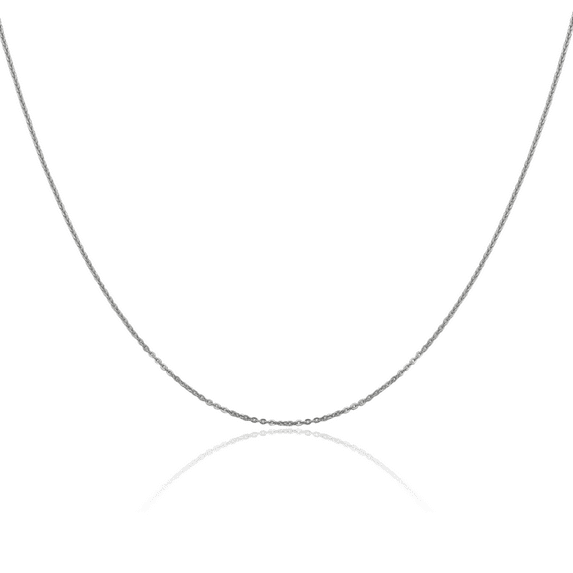 14K Solid White Gold 1.1mm Cable Rolo Link Chain Belcher Necklace