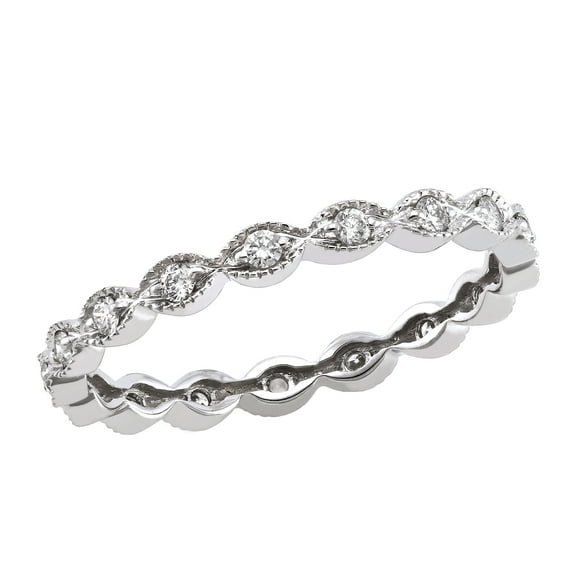14kt White Gold 1/4ct Diamonds Vintage Inspired Eternity Wedding Band Ring