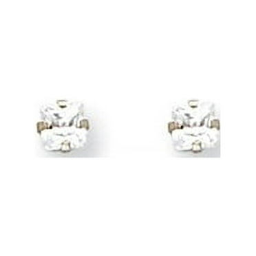 14kt White Gold 3mm Square Cubic Zirconia Cz Post Stud Earrings Tool Ear Piercing Supply Fine Jewelry Ideal Gifts For Women Gift Set From Heart