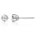 thumbnail image 1 of 14K Solid White Gold 5mm Square Cubic Zirconia CZ Stud Earrings, 1 of 10