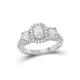 thumbnail image 1 of 14kt White Gold Emerald Diamond 3-stone Bridal Wedding Engagement Ring 1-1/2 Cttw, 1 of 1