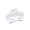 thumbnail image 1 of 14kt White Gold Emerald Diamond Bridal Wedding Ring Band Set 1-1/2 Cttw, 1 of 5