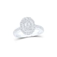 thumbnail image 1 of 14kt White Gold Emerald Diamond Halo Bridal Wedding Engagement Ring 5/8 Cttw, 1 of 1