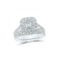 thumbnail image 1 of 14kt White Gold Emerald Diamond Halo Bridal Wedding Ring Band Set 2 Cttw, 1 of 1