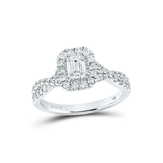 14kt White Gold Emerald Diamond Solitaire Bridal Wedding Engagement Ring 1 Cttw