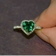 thumbnail image 1 of True Elegant 14kt White Gold Lab Created Emerald Heart Ring, Sterling Silver, 1 of 5