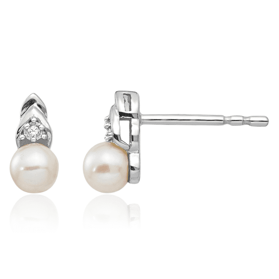 ICE CARATS 14K Solid White Gold 1mm Freshwater Pearl Diamond Accent Large Dangle Stud Earrings - Friction Back Women's