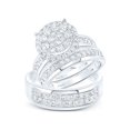 thumbnail image 1 of 14kt White Gold His Hers Round Diamond Cluster Matching Wedding Set 1-7/8 Cttw, 1 of 5