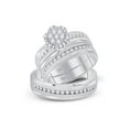 thumbnail image 1 of 14kt White Gold His Hers Round Diamond Cluster Matching Wedding Set 3/4 Cttw, 1 of 3