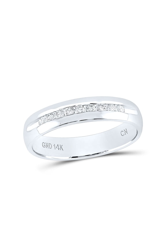 14kt White Gold Mens Machine Set Round Diamond Wedding Channel Band Ring 1/4 Cttw