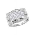 thumbnail image 1 of 14kt White Gold Mens Princess Diamond Wide Arched Cluster Ring 2.00 Cttw, 1 of 1
