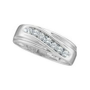 DIAMOND DEAL 14kt White Gold Mens Round Channel-set Diamond Wedding Anniversary Band Ring 1/4 Cttw