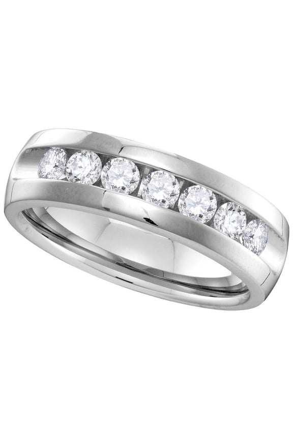 14kt White Gold Mens Round Channel-set Diamond Wedding Band Ring 1.00 Cttw