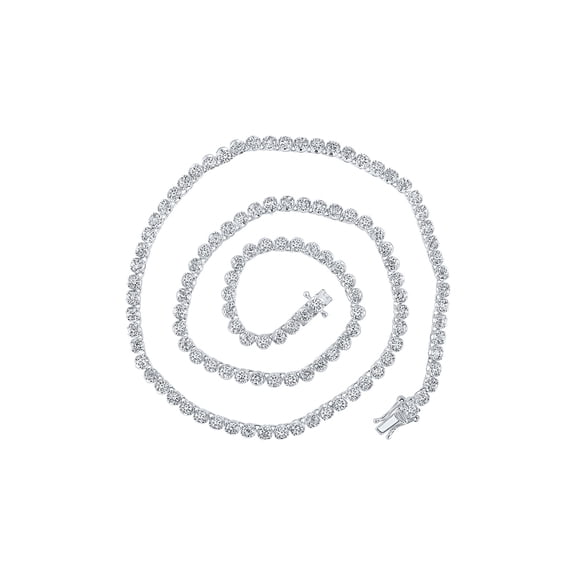 14kt White Gold Mens Round Diamond 18-inch Tennis Chain Necklace 10-1/4 Cttw