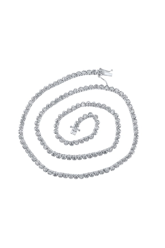 14kt White Gold Mens Round Diamond 18-inch Tennis Tennis Chain Necklace 6-7/8 Cttw