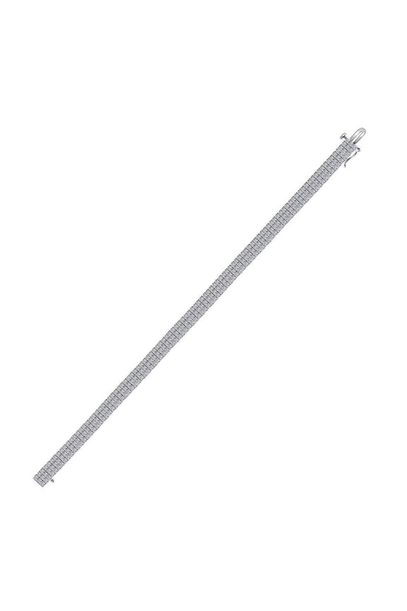 14kt White Gold Mens Round Diamond 3 Row Miracle-set Fashion Bracelet 6-7/8 Cttw