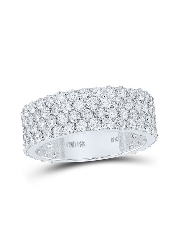 14kt White Gold Mens Round Diamond 4-Row Pave Band Ring 4-1/4 Cttw