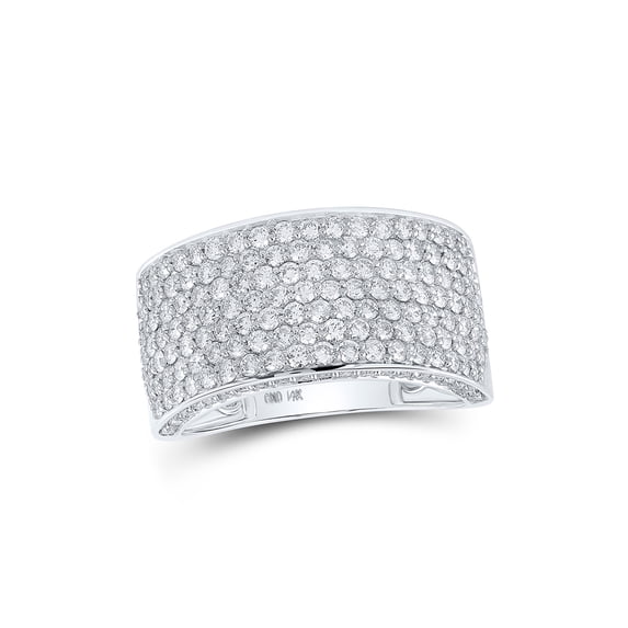 14kt White Gold Mens Round Diamond Pave Band Ring 3-1/5 Cttw