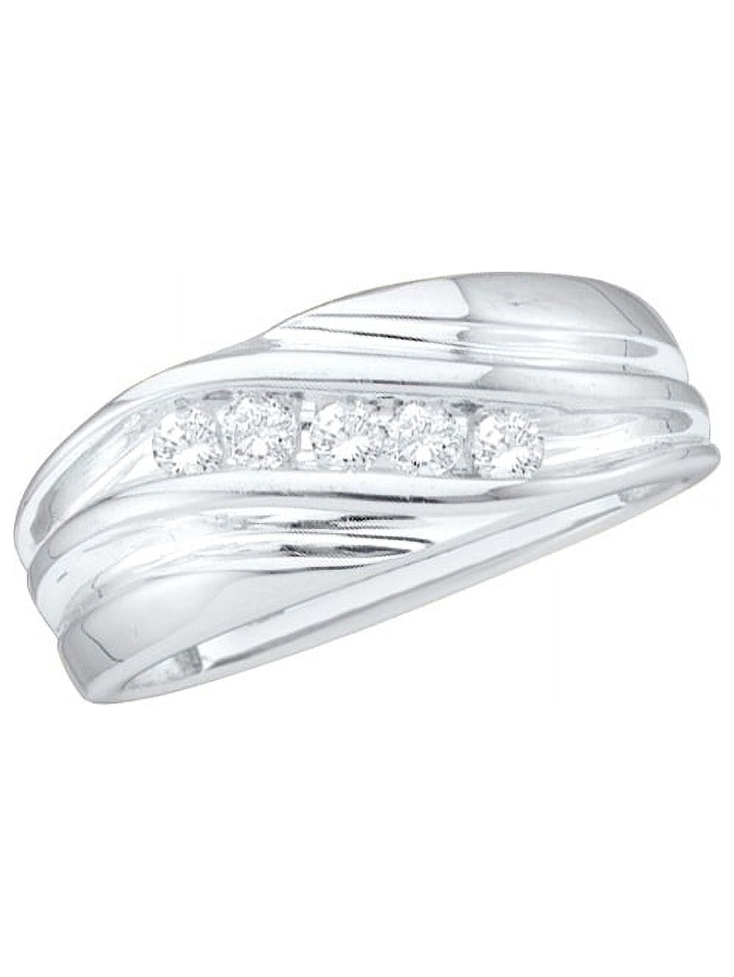 14kt White Gold Mens Round Diamond Wedding Anniversary Band Ring (.25 ...