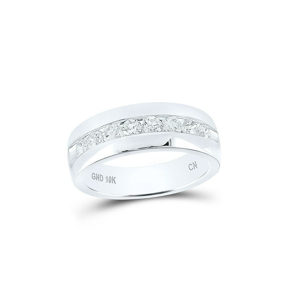 14kt White Gold Mens Round Diamond Wedding Band Ring 1 Cttw