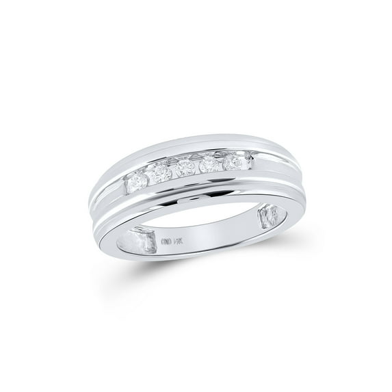14kt White Gold Mens Round Diamond Wedding Channel Set Band Ring 1/4 Cttw
