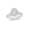 thumbnail image 1 of 14kt White Gold Oval Diamond Halo Bridal Wedding Ring Band Set 1 Cttw, 1 of 1