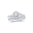 thumbnail image 1 of 14kt White Gold Oval Diamond Halo Bridal Wedding Ring Band Set 3/4 Cttw, 1 of 1