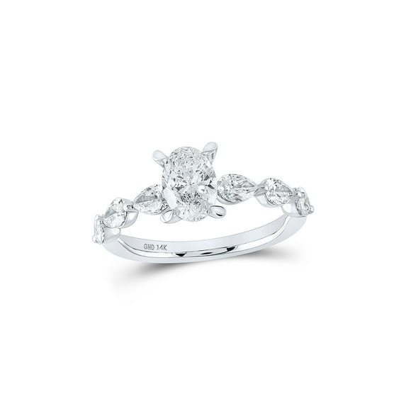 14kt White Gold Oval Diamond Solitaire Bridal Wedding Engagement Ring 1-7/8 Cttw