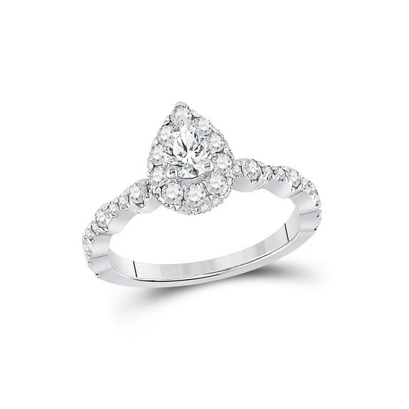 14kt White Gold Pear Diamond Halo Bridal Wedding Engagement Ring 1 Cttw