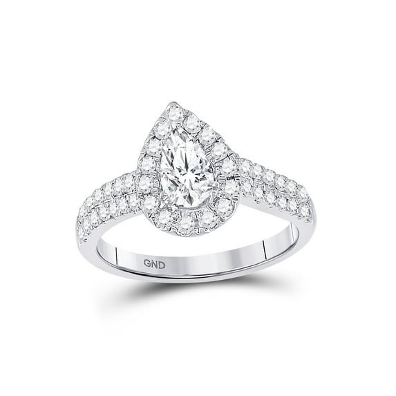 14kt White Gold Pear Diamond Halo Bridal Wedding Engagement Ring 1 Cttw