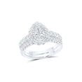 thumbnail image 1 of 14kt White Gold Pear Diamond Halo Bridal Wedding Ring Band Set 1-1/2 Cttw, 1 of 4