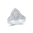 thumbnail image 1 of 14kt White Gold Pear Diamond Halo Bridal Wedding Ring Band Set 2 Cttw, 1 of 1