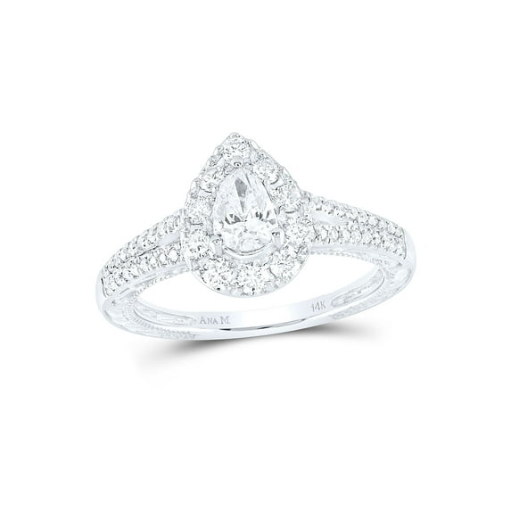 14kt White Gold Pear Diamond Solitaire Bridal Wedding Engagement Ring 1 Cttw