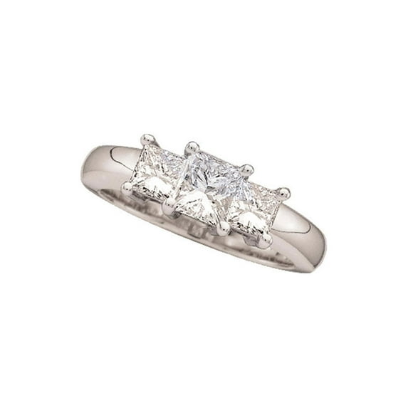 14kt White Gold Princess Diamond 3-stone Bridal Wedding Engagement Ring 1/2 Cttw