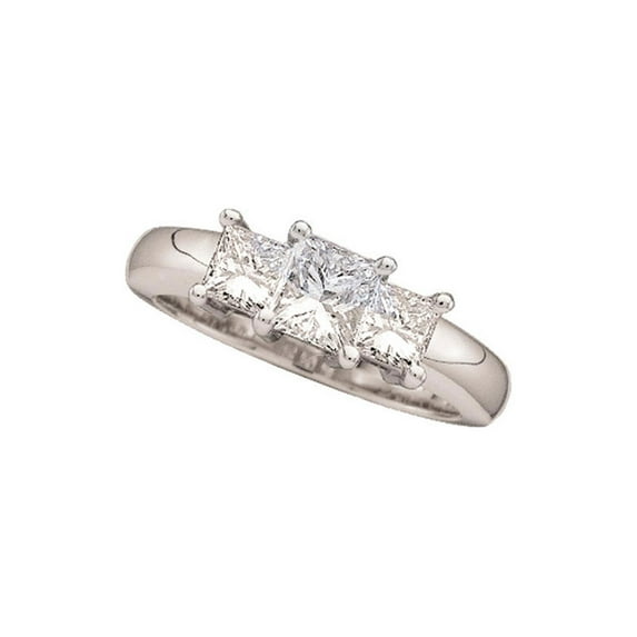 14kt White Gold Princess Diamond 3-stone Bridal Wedding Engagement Ring 3/4 Cttw