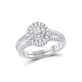 thumbnail image 1 of 14kt White Gold Princess Diamond Bridal Wedding Ring Band Set 1/2 Cttw, 1 of 4