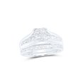 thumbnail image 1 of 14kt White Gold Princess Diamond Bridal Wedding Ring Band Set 1 Cttw - Size 7, 1 of 4