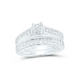 thumbnail image 1 of 14kt White Gold Princess Diamond Bridal Wedding Ring Band Set 1 Cttw, 1 of 5