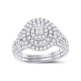 thumbnail image 1 of 14kt White Gold Princess Diamond Bridal Wedding Ring Band Set 3/4 Cttw, 1 of 4