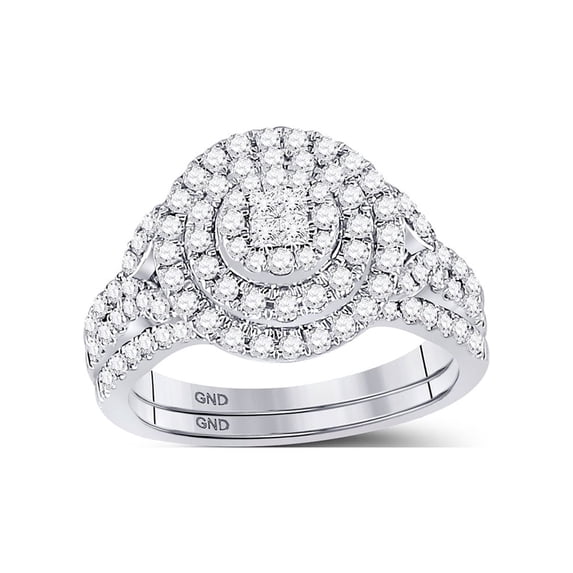 14kt White Gold Princess Diamond Bridal Wedding Ring Band Set 3/4 Cttw